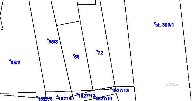 Parcela st. 72 v KÚ Dubicko, Katastrální mapa