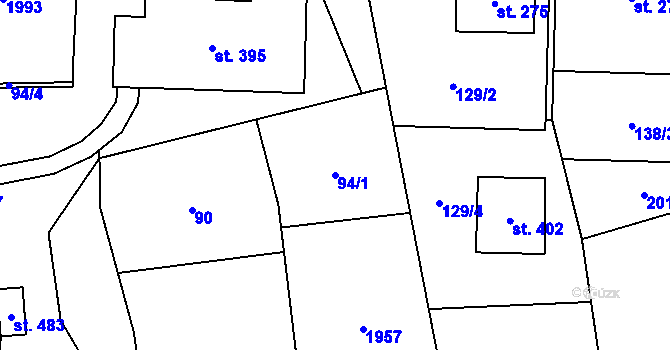 Parcela st. 94/1 v KÚ Dubicko, Katastrální mapa