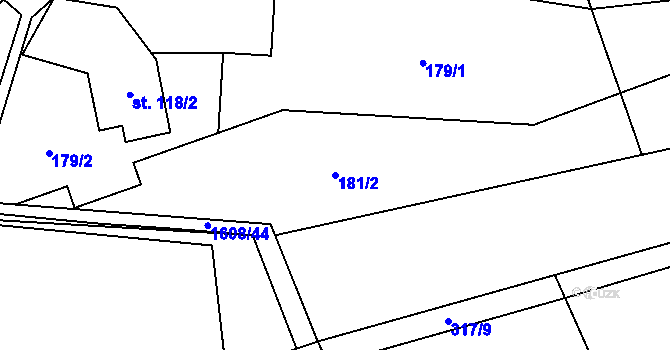 Parcela st. 181/2 v KÚ Dubicko, Katastrální mapa