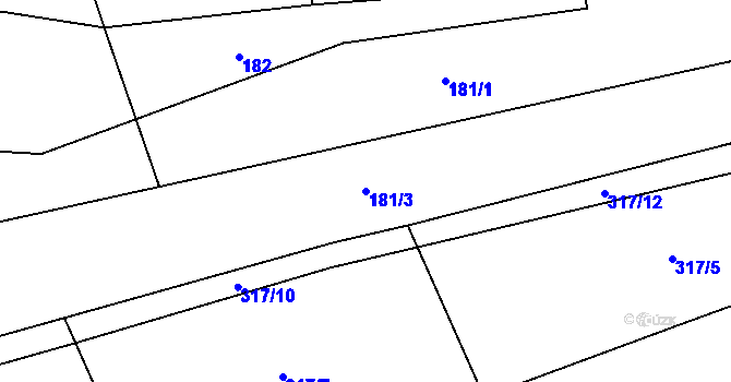 Parcela st. 181/3 v KÚ Dubicko, Katastrální mapa