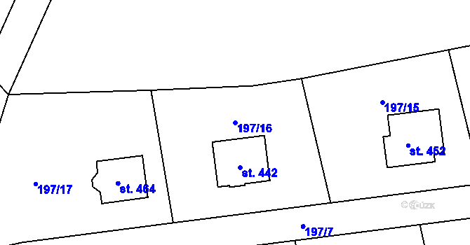 Parcela st. 197/16 v KÚ Dubicko, Katastrální mapa
