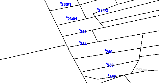 Parcela st. 242 v KÚ Dubicko, Katastrální mapa