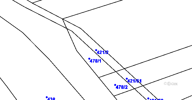 Parcela st. 421/2 v KÚ Dubicko, Katastrální mapa