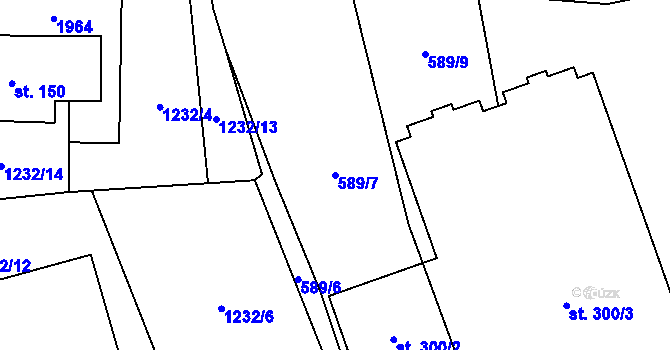Parcela st. 589/7 v KÚ Dubicko, Katastrální mapa