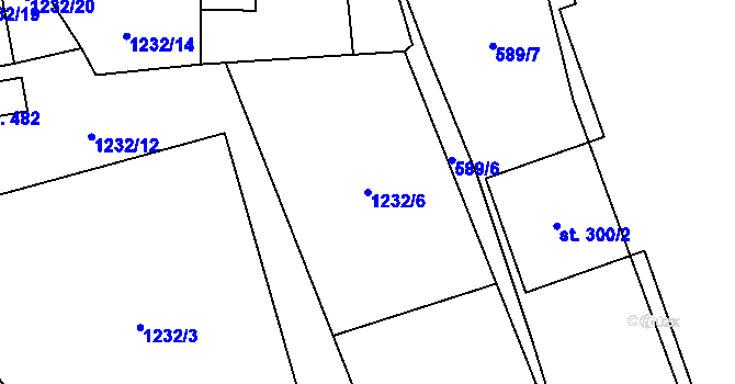 Parcela st. 1232/6 v KÚ Dubicko, Katastrální mapa