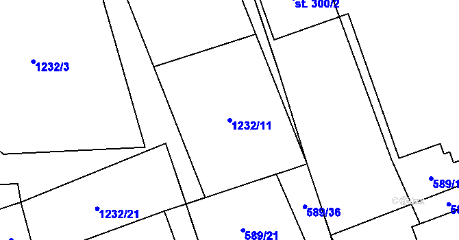Parcela st. 1232/11 v KÚ Dubicko, Katastrální mapa