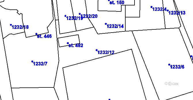 Parcela st. 1232/12 v KÚ Dubicko, Katastrální mapa