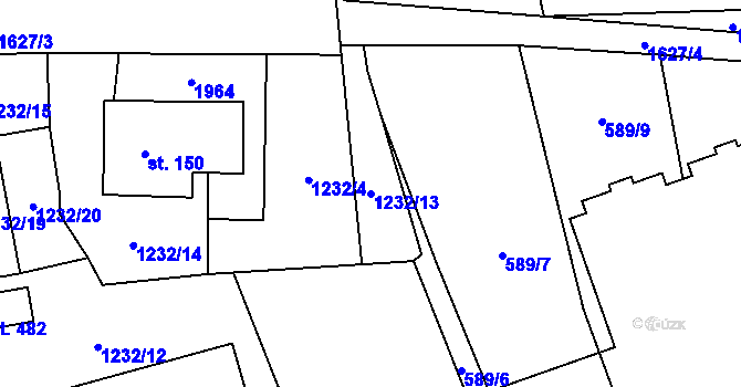 Parcela st. 1232/13 v KÚ Dubicko, Katastrální mapa