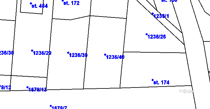 Parcela st. 1236/40 v KÚ Dubicko, Katastrální mapa