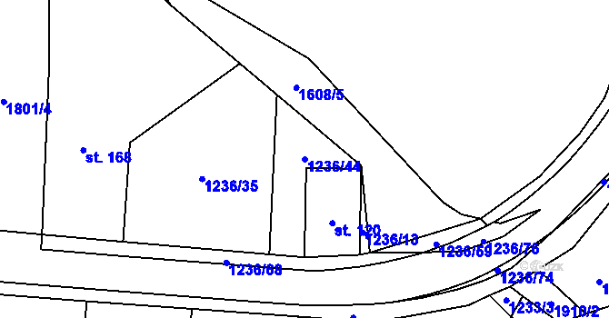 Parcela st. 1236/44 v KÚ Dubicko, Katastrální mapa