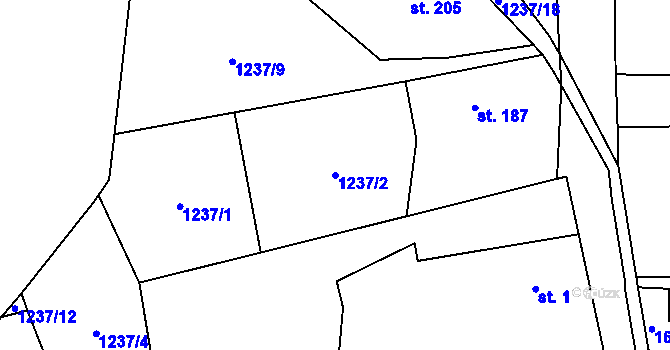 Parcela st. 1237/2 v KÚ Dubicko, Katastrální mapa