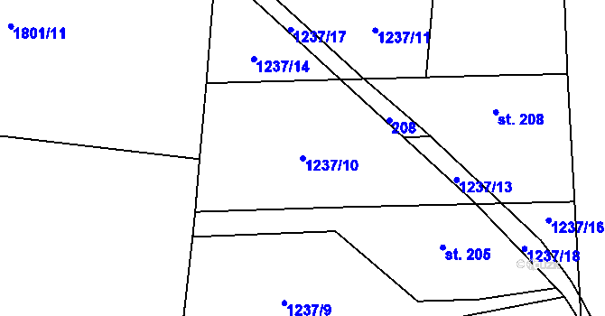 Parcela st. 1237/10 v KÚ Dubicko, Katastrální mapa