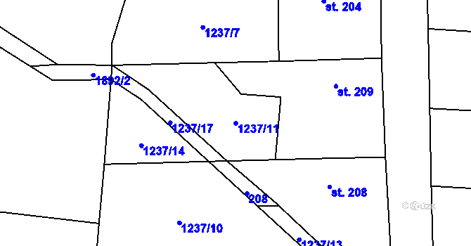 Parcela st. 1237/11 v KÚ Dubicko, Katastrální mapa