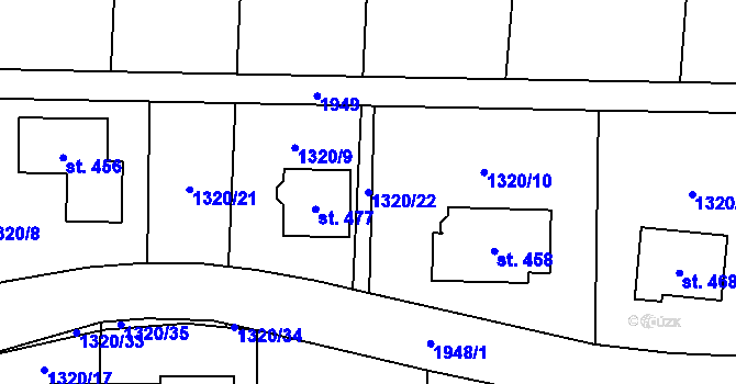 Parcela st. 1320/22 v KÚ Dubicko, Katastrální mapa
