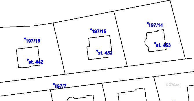 Parcela st. 452 v KÚ Dubicko, Katastrální mapa
