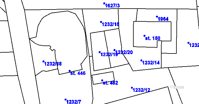Parcela st. 1232/19 v KÚ Dubicko, Katastrální mapa