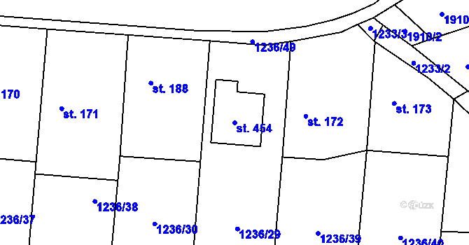 Parcela st. 454 v KÚ Dubicko, Katastrální mapa