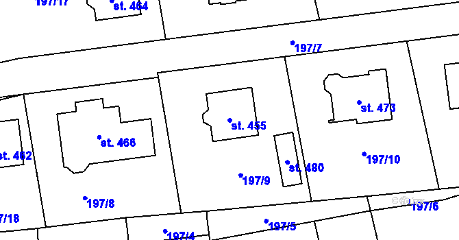 Parcela st. 455 v KÚ Dubicko, Katastrální mapa