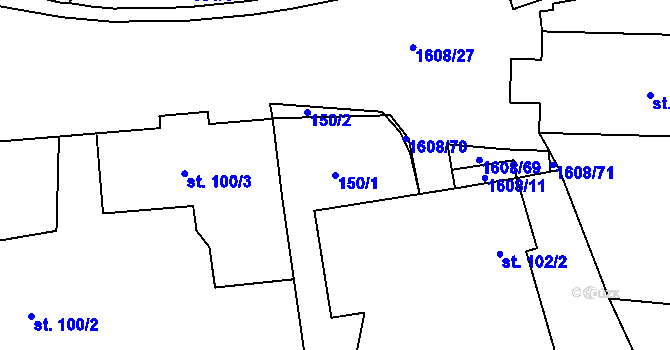 Parcela st. 150/1 v KÚ Dubicko, Katastrální mapa