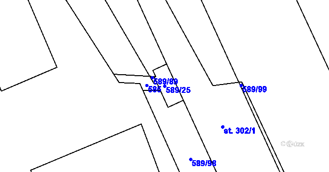 Parcela st. 589/25 v KÚ Dubicko, Katastrální mapa