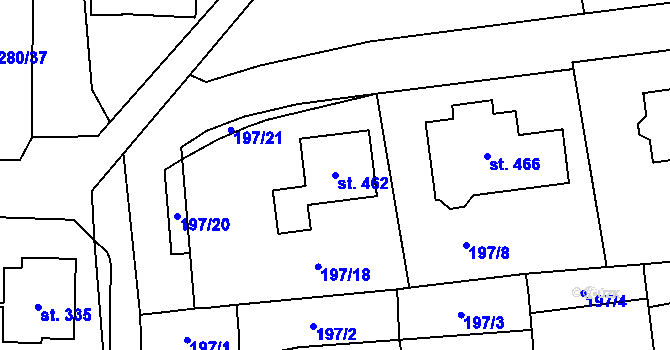 Parcela st. 462 v KÚ Dubicko, Katastrální mapa