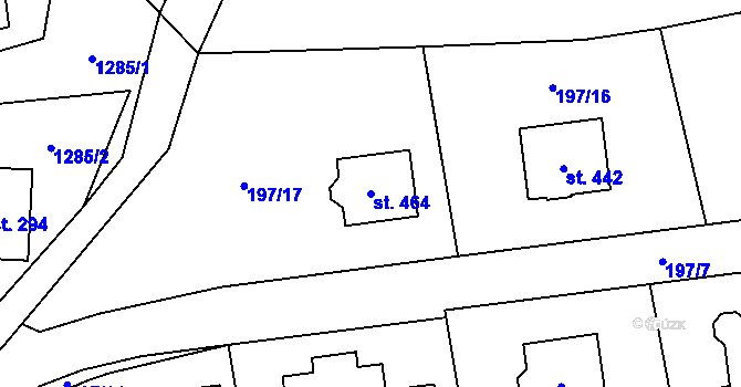 Parcela st. 464 v KÚ Dubicko, Katastrální mapa