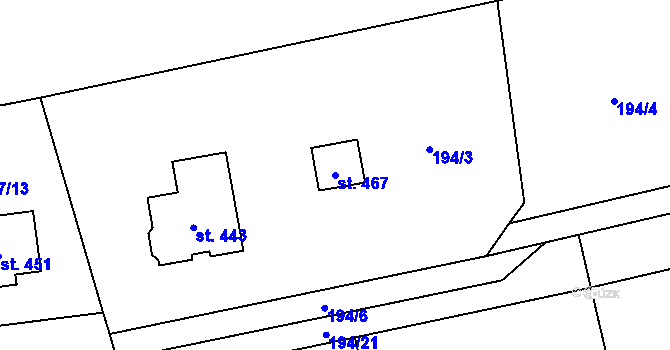 Parcela st. 467 v KÚ Dubicko, Katastrální mapa