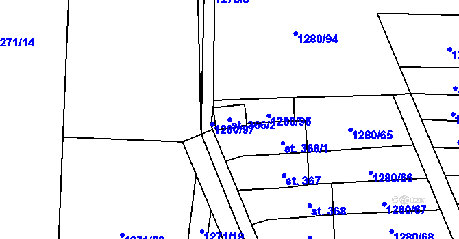 Parcela st. 366/2 v KÚ Dubicko, Katastrální mapa