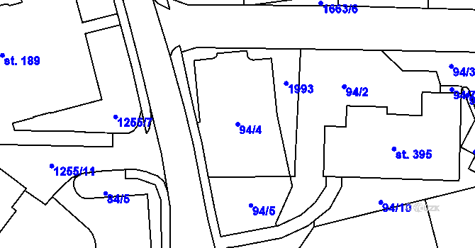 Parcela st. 94/4 v KÚ Dubicko, Katastrální mapa