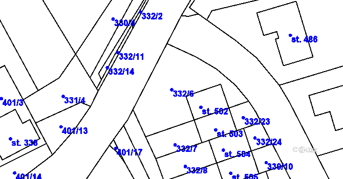 Parcela st. 332/6 v KÚ Dubicko, Katastrální mapa
