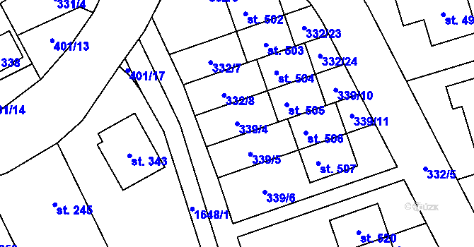 Parcela st. 339/4 v KÚ Dubicko, Katastrální mapa