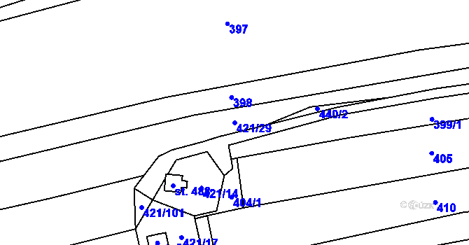 Parcela st. 421/29 v KÚ Dubicko, Katastrální mapa