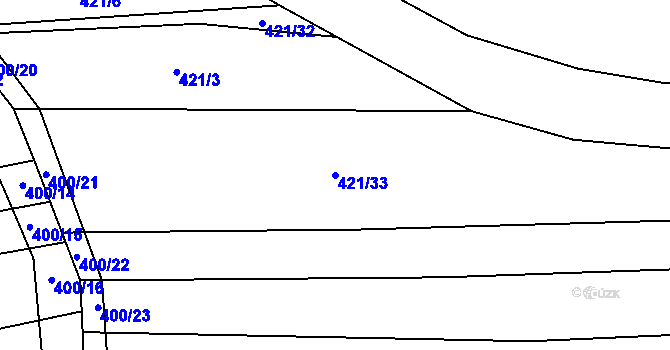 Parcela st. 421/33 v KÚ Dubicko, Katastrální mapa