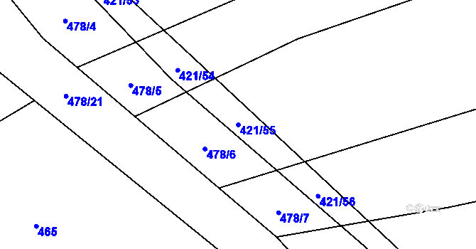 Parcela st. 421/55 v KÚ Dubicko, Katastrální mapa