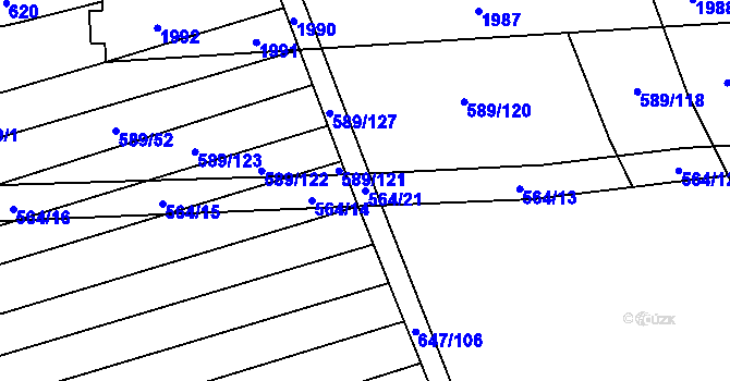 Parcela st. 564/21 v KÚ Dubicko, Katastrální mapa