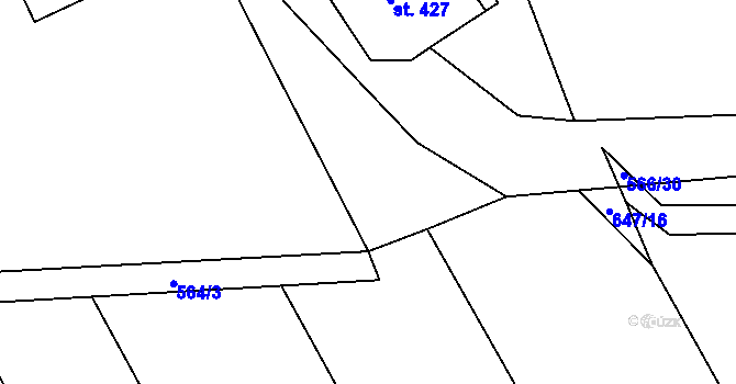 Parcela st. 566/25 v KÚ Dubicko, Katastrální mapa