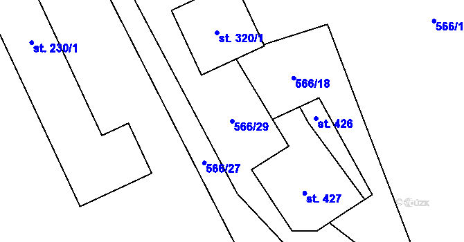 Parcela st. 566/29 v KÚ Dubicko, Katastrální mapa