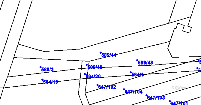 Parcela st. 589/44 v KÚ Dubicko, Katastrální mapa
