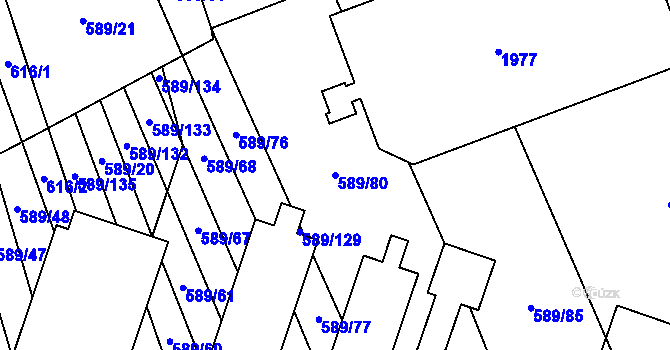 Parcela st. 589/80 v KÚ Dubicko, Katastrální mapa