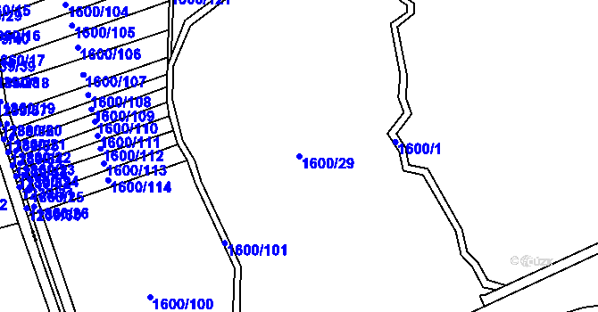 Parcela st. 1600/29 v KÚ Dubicko, Katastrální mapa
