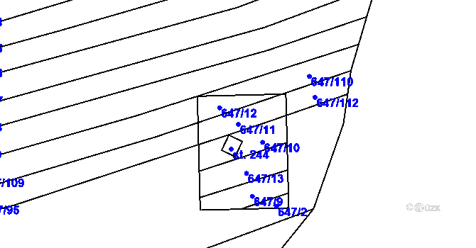 Parcela st. 647/11 v KÚ Dubicko, Katastrální mapa