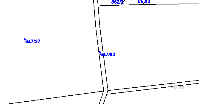 Parcela st. 647/93 v KÚ Dubicko, Katastrální mapa