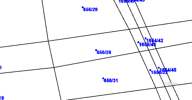 Parcela st. 656/28 v KÚ Dubicko, Katastrální mapa