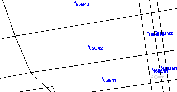 Parcela st. 656/42 v KÚ Dubicko, Katastrální mapa