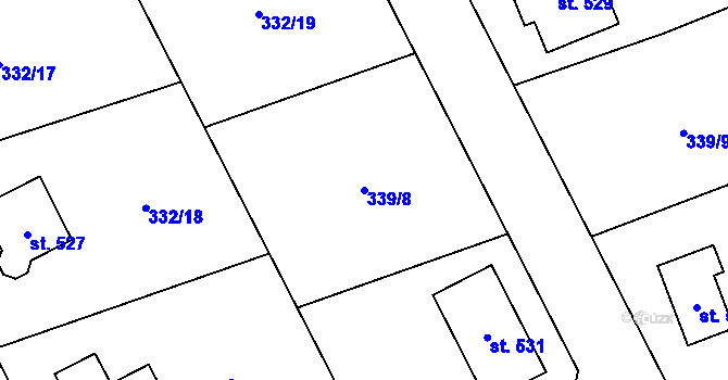 Parcela st. 339/8 v KÚ Dubicko, Katastrální mapa