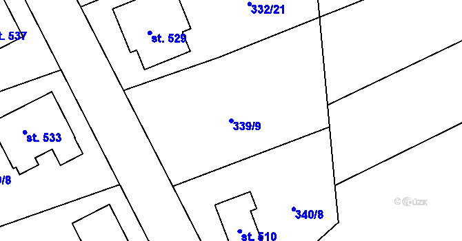 Parcela st. 339/9 v KÚ Dubicko, Katastrální mapa