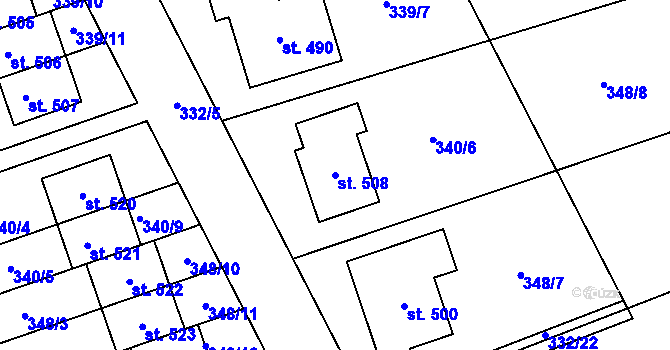 Parcela st. 508 v KÚ Dubicko, Katastrální mapa