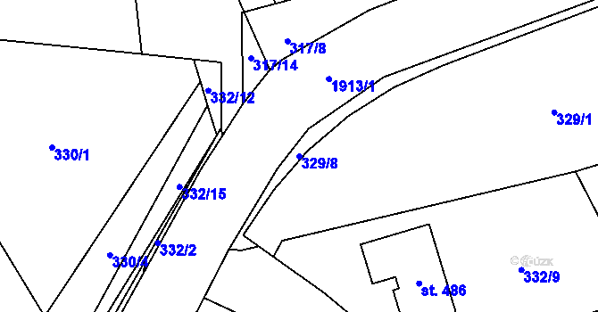 Parcela st. 329/8 v KÚ Dubicko, Katastrální mapa