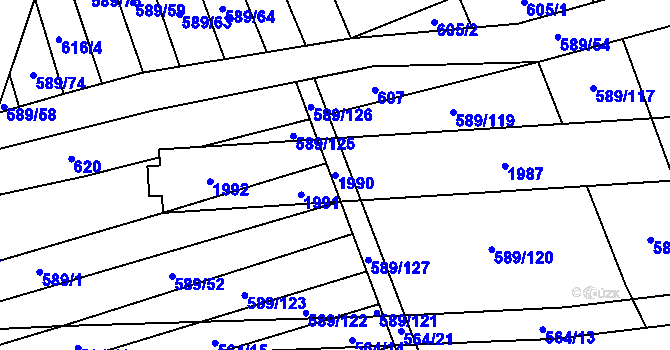 Parcela st. 1990 v KÚ Dubicko, Katastrální mapa