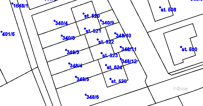 Parcela st. 523 v KÚ Dubicko, Katastrální mapa
